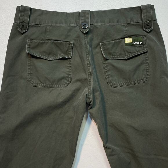 Vintage Y2K ROXY Army Green Low Rise Capri Pants / Sz 5 / Surf Military Retro - Picture 5 of 10